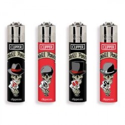 ACCENDINO CLIPPER MICRO SKULLS & POKER