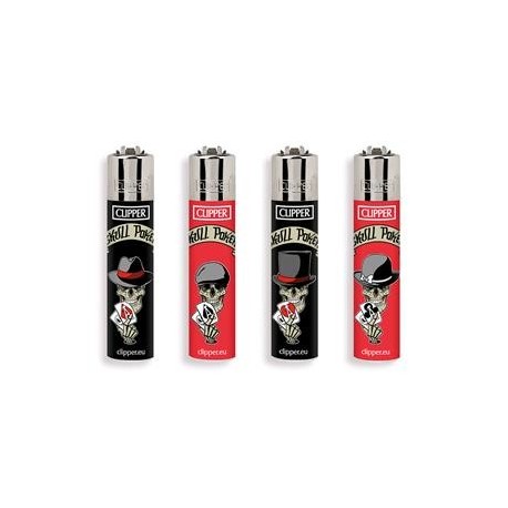 ACCENDINO CLIPPER MICRO SKULLS & POKER