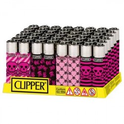 ACCENDINO CLIPPER MICRO GIRLY SKULLS - SCATOLA INTERA DA 48 PEZZI