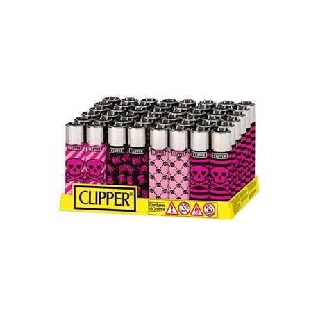 ACCENDINO CLIPPER MICRO GIRLY SKULLS - SCATOLA INTERA DA 48 PEZZI