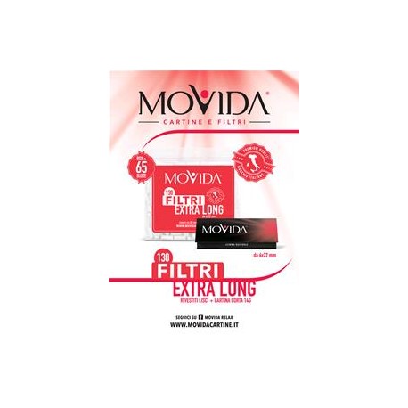 CARTINE CORTE BIANCHE MOVIDA 14G + 130 FILTRI EXTRALONG 6X22 MM - SCATOLA INTERA DA 65 PEZZI