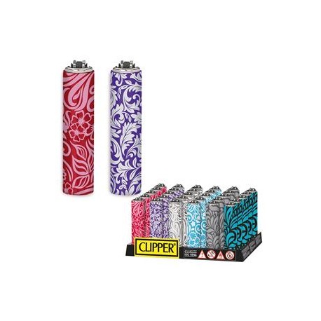 ACCENDINO CLIPPER MICRO METAL CASE FLOWER PATTERN - SCATOLA INTERA DA 30 PEZZI