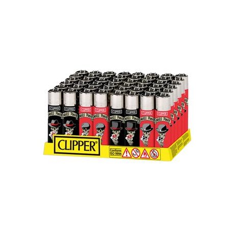 ACCENDINO CLIPPER MICRO SKULLS & POKER - SCATOLA INTERA DA 48 PEZZI